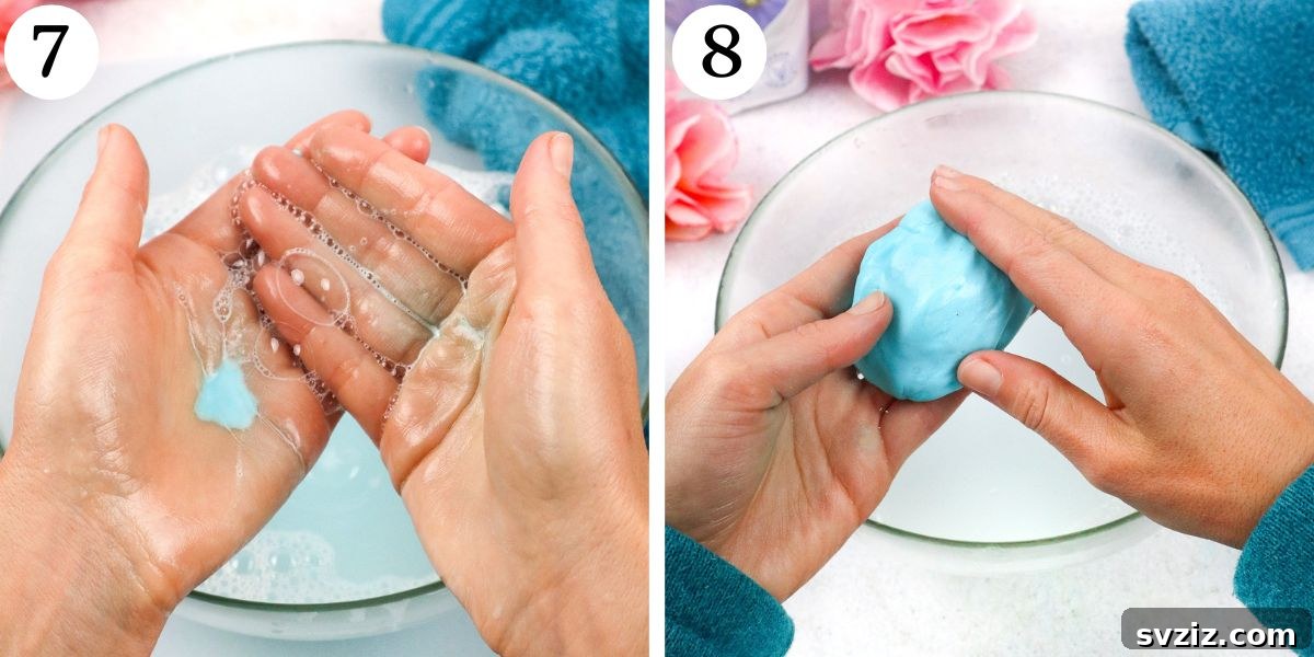 Soft Squishy Homemade Soaps 7 A child's hands washing with ingenious squishy soap, showing rich lather
