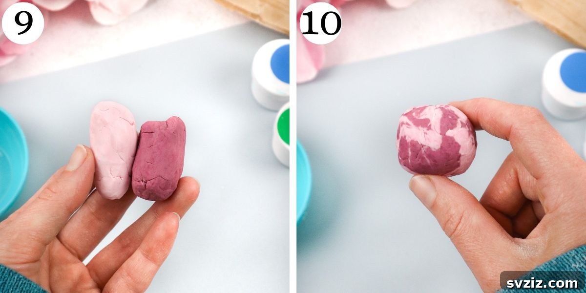 Soft Squishy Homemade Soaps 8 Two different colored squishy soap doughs being twisted together to create a marble effect