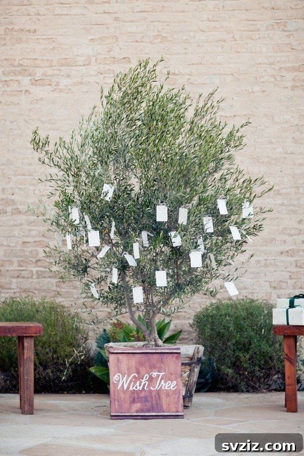 Host a Magical Backyard Wedding Without Breaking the Bank 13 Wedding wish tree with hanging notes
