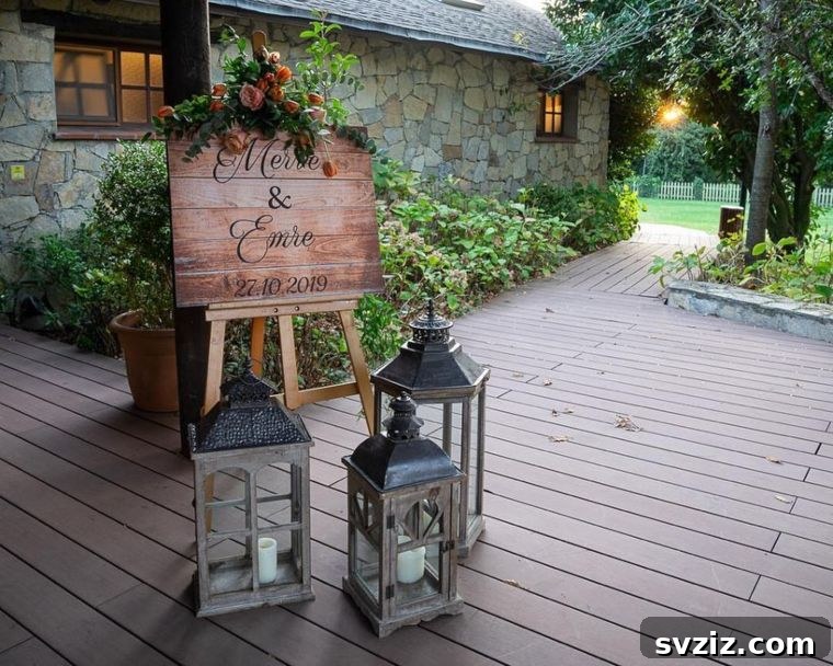 Host a Magical Backyard Wedding Without Breaking the Bank 16 Rustic lanterns at a wedding entrance