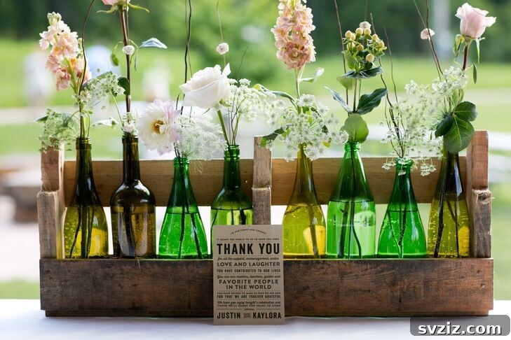 Host a Magical Backyard Wedding Without Breaking the Bank 17 Wildflowers in vintage bottles