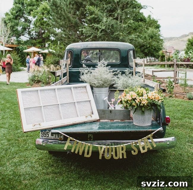 Host a Magical Backyard Wedding Without Breaking the Bank 18 Old pickup truck wedding display with flowers