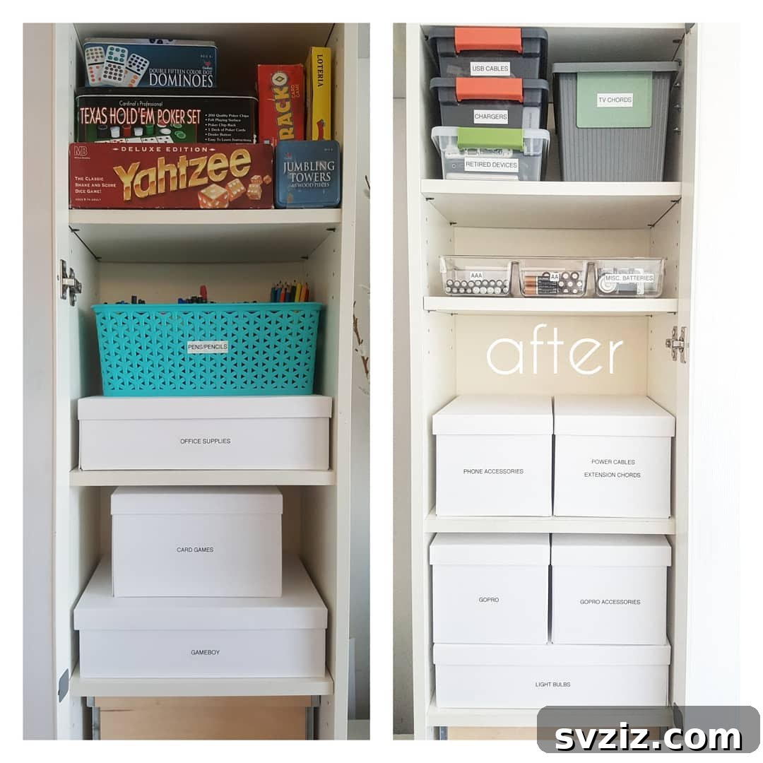 21 Genius Hacks to Organize Your Entertainment Hub 3 1. Store everything in Labeled Boxes