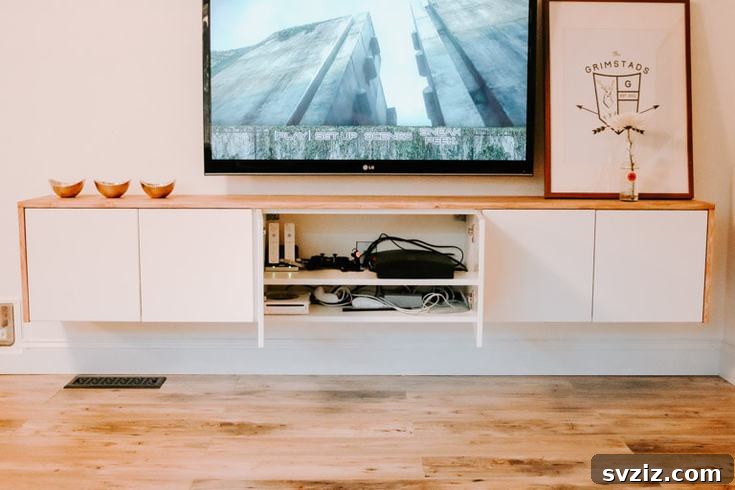 21 Genius Hacks to Organize Your Entertainment Hub 21 19. Floating Sideboard