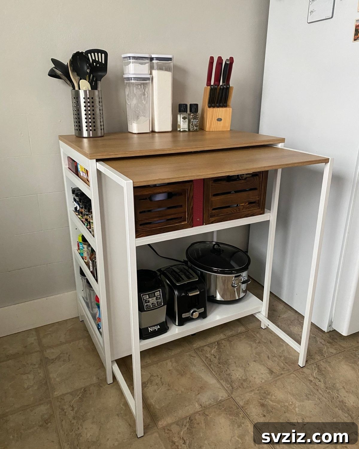9. Meal Prep Pull-Out Work Station