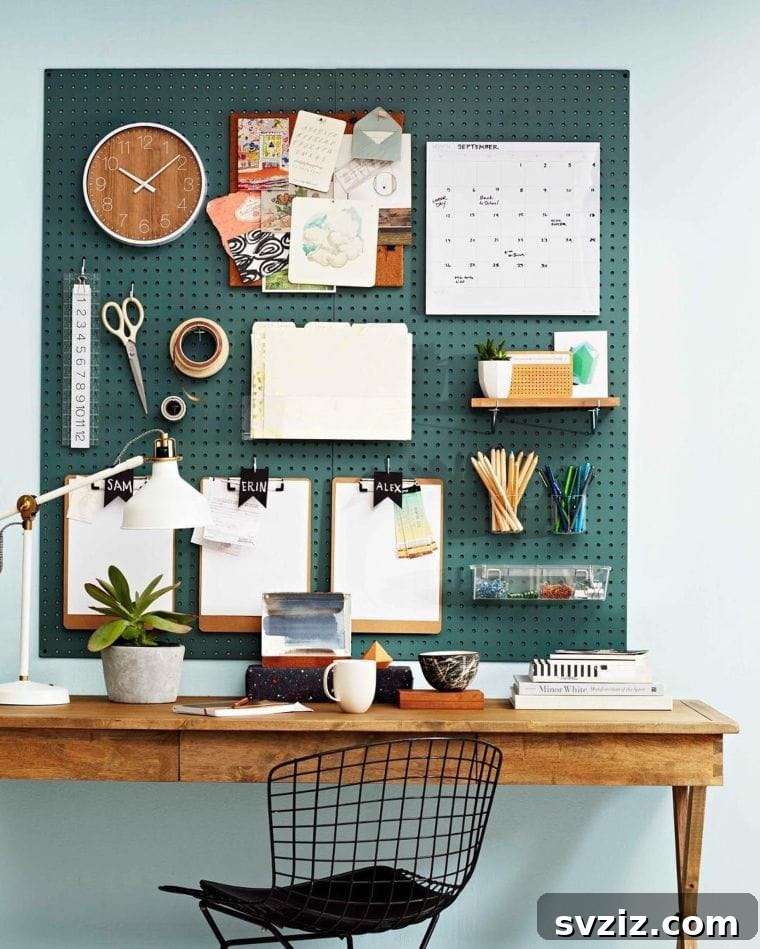 Pegboard desk organizer for a drawerless workspace