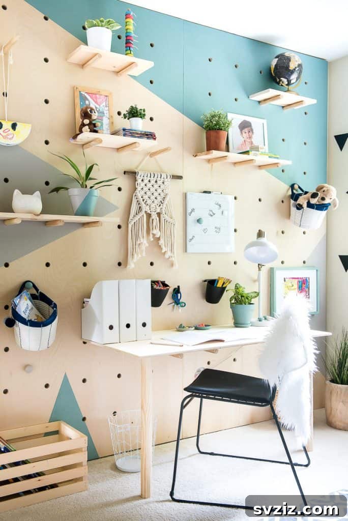 Full wall pegboard for versatile home storage