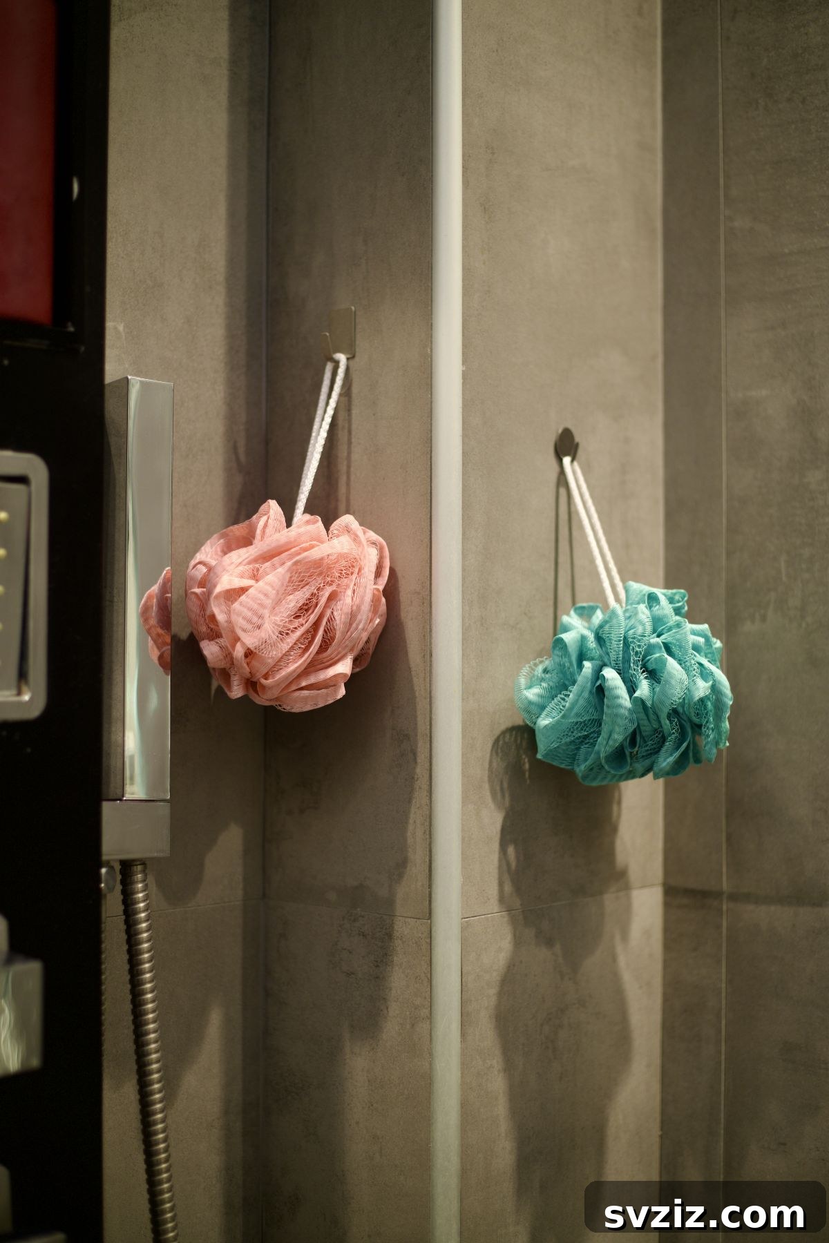 Bathroom hooks installed for bath accessories