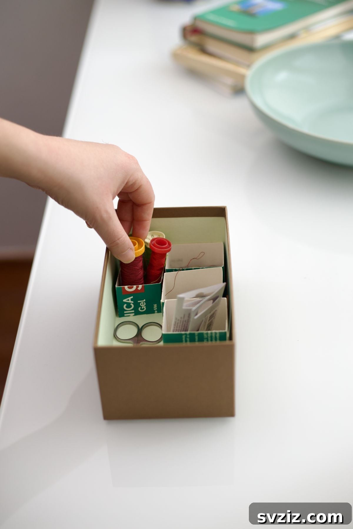 Product boxes repurposed into mini drawer dividers