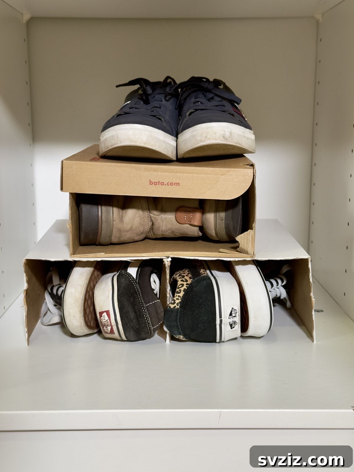 21 Genius Home Organization Hacks for ADHD Brains 19 17. Clear Front Shoe Boxes for Easy Access to footwear