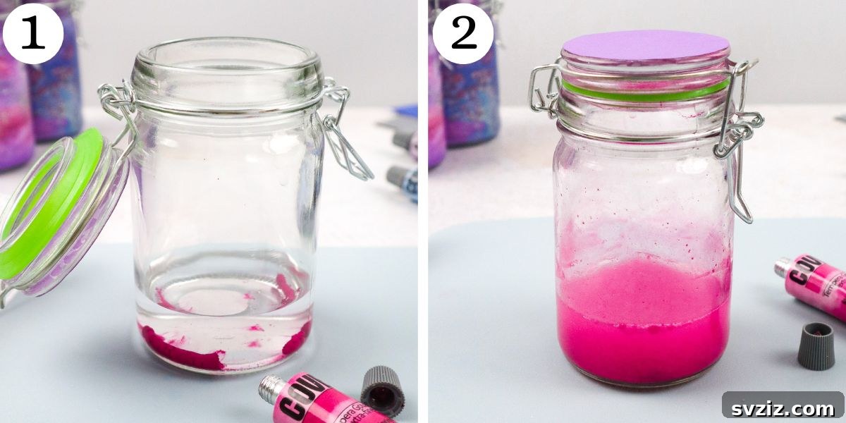 Craft Your Own Galaxy Jars 4 Creative Galaxy Jars Instructions 1-2