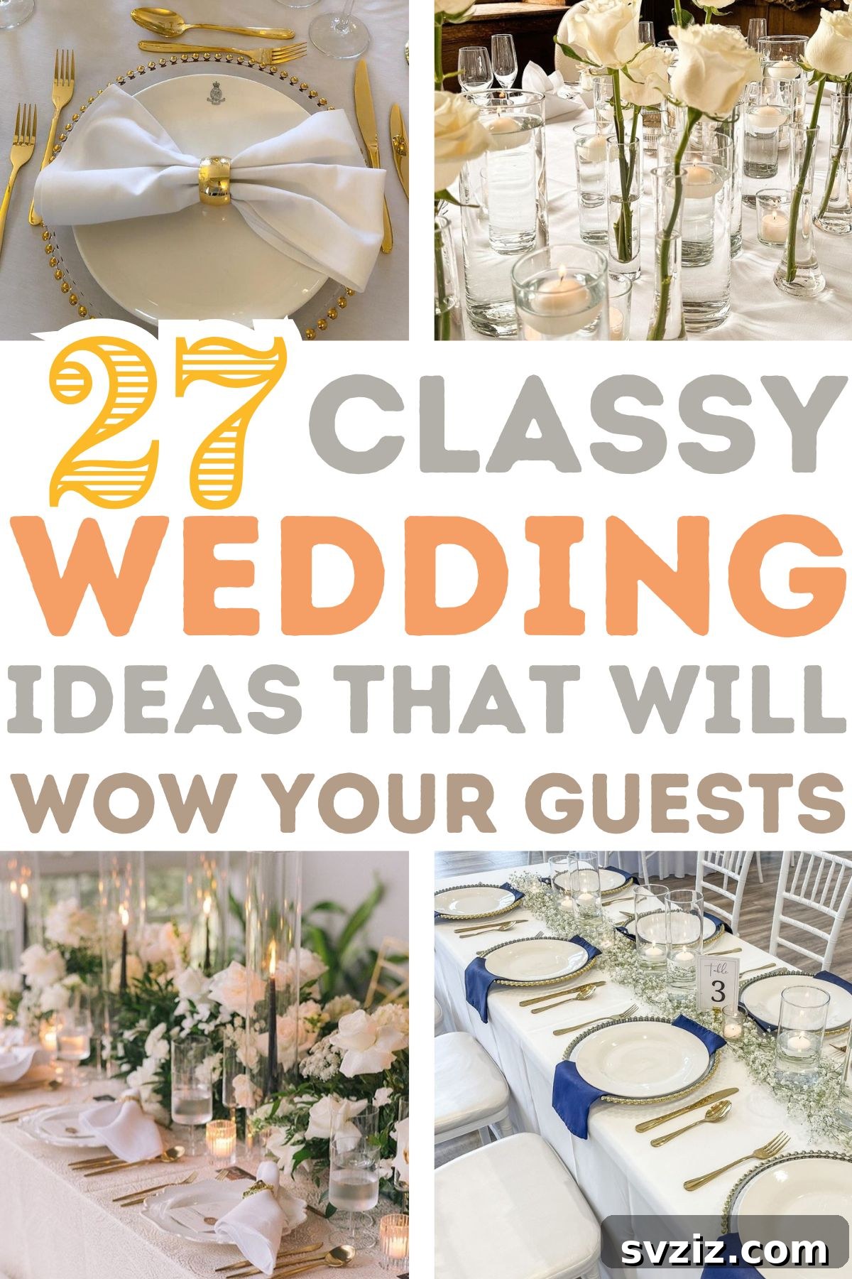 Classic white floral wedding decor ideas featuring white roses and candlelight for a timeless and elegant celebration.