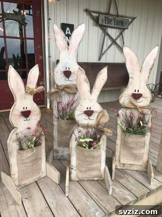 20 Charming Easter Porch Decor Inspirations 8 Rustic Rabbits