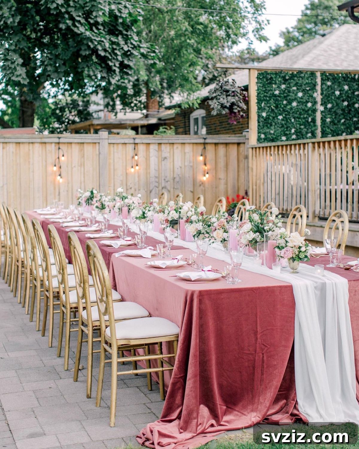 Enchanting Backyard Wedding Decor 17 15. Plush Velvet Table Setting