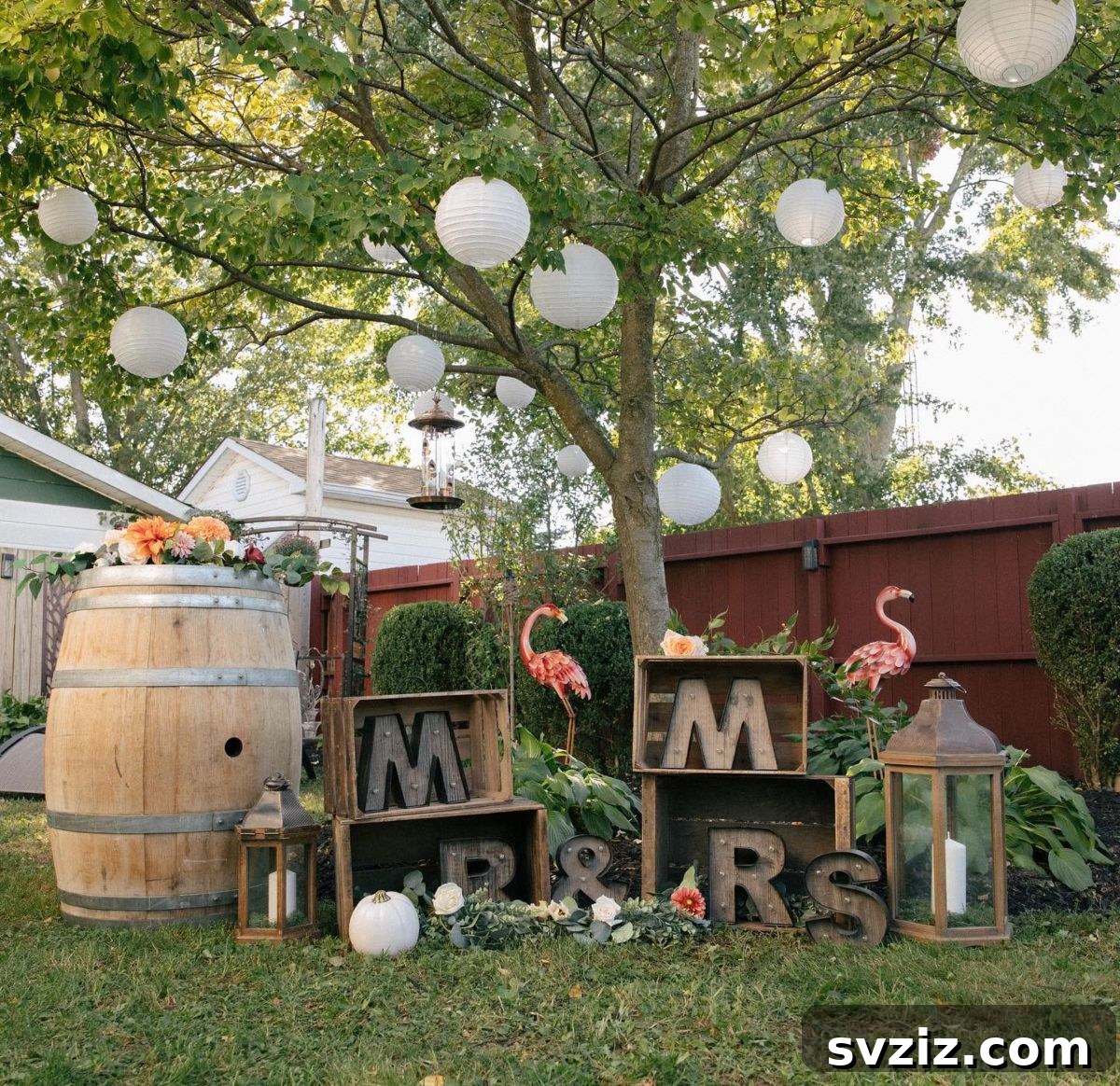 Enchanting Backyard Wedding Decor 19 17. Mr & Mrs Crates