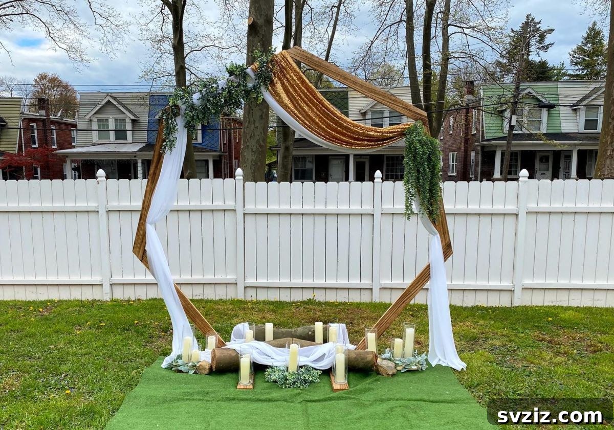 Enchanting Backyard Wedding Decor 24 22. Heptagon Arch Altar
