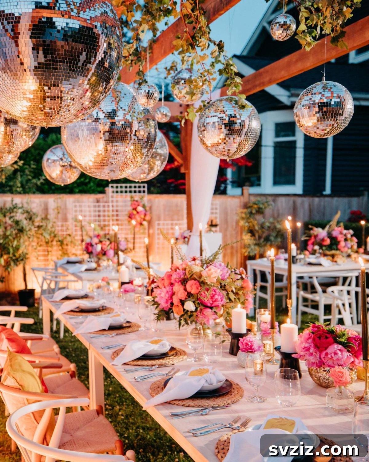 Enchanting Backyard Wedding Decor 7 5. Dazzling Disco Balls