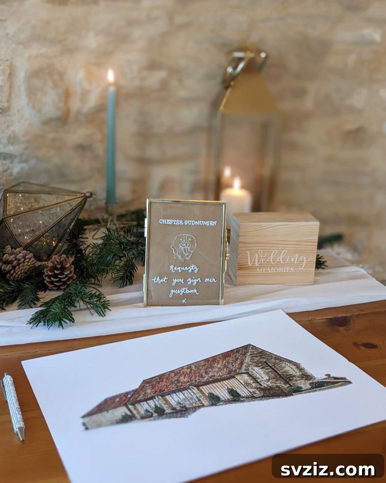 23 Ingenious Wedding Guest Signature Ideas 13 Wedding venue photos used as a unique guest book, capturing sentimental memories.