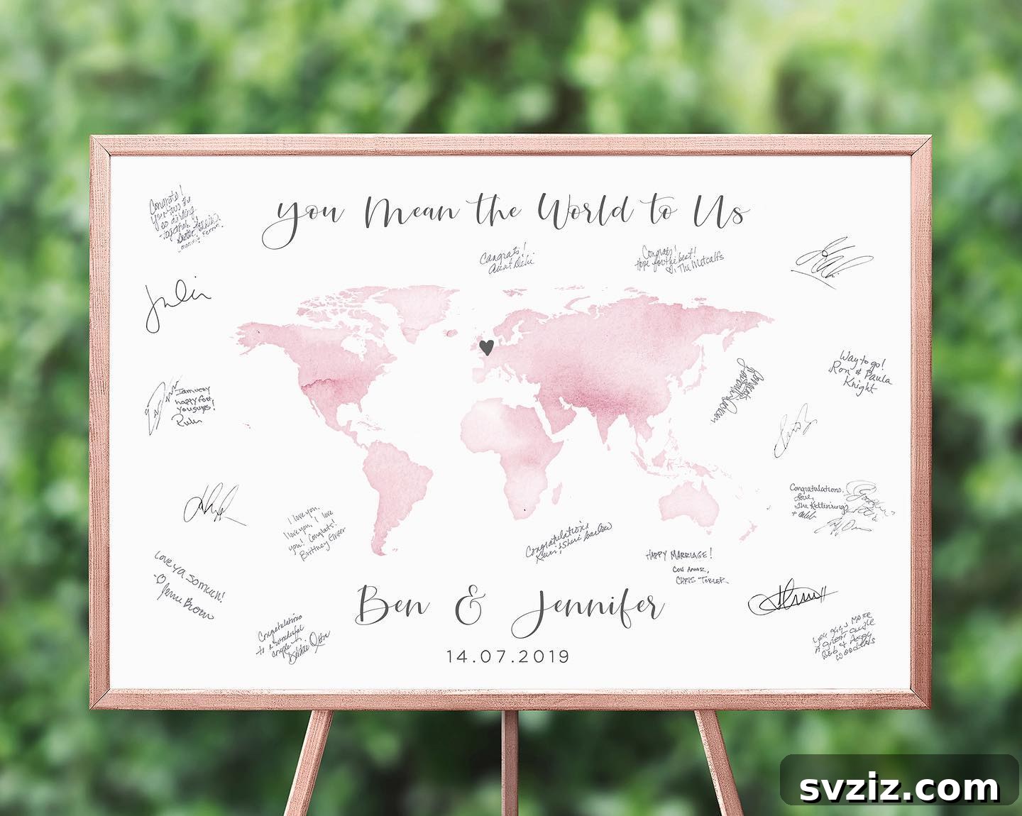 23 Ingenious Wedding Guest Signature Ideas 20 World map guest book with pins for guests to mark locations and leave messages.
