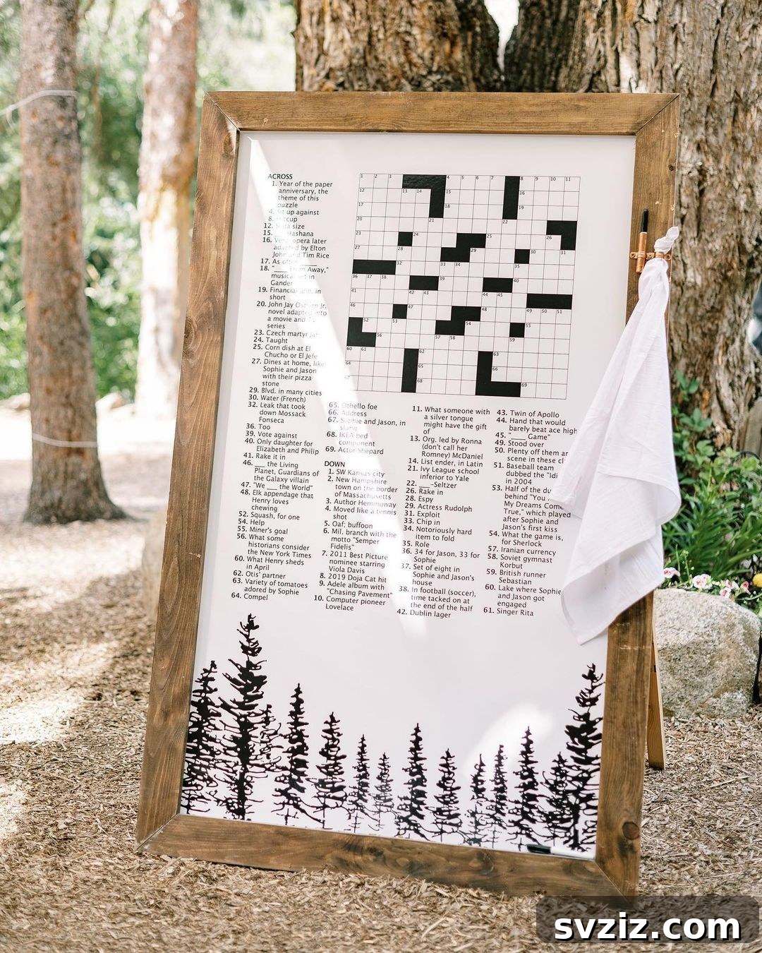 Giant wedding-themed crossword puzzle for guest entertainment
