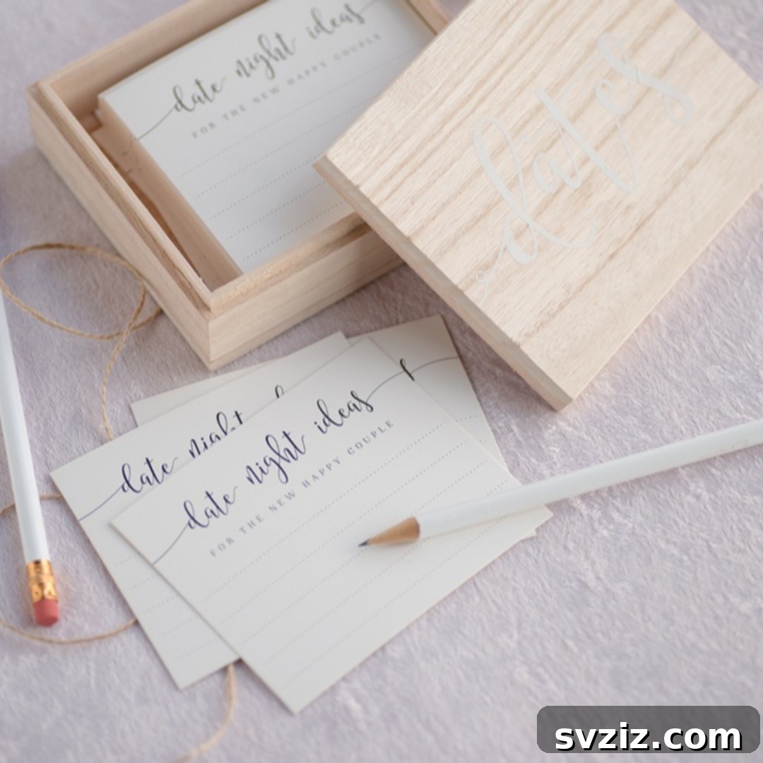 Guests writing date night ideas for the newlywed couple