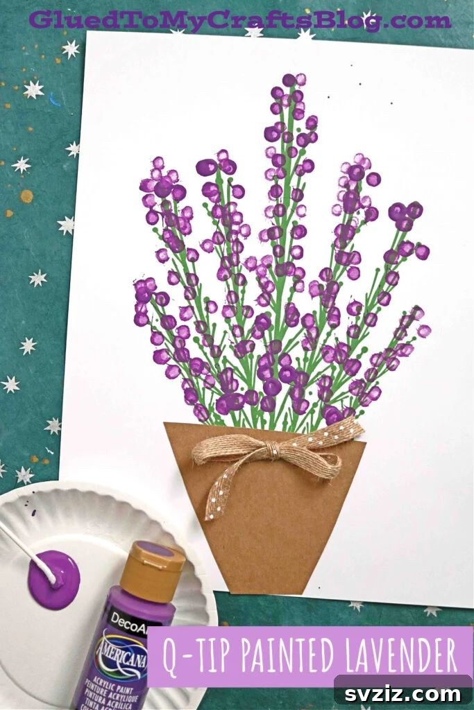 Creative Spring Art for Kids 13 Engaging Q-Tip Painted Lavender Plant Craft