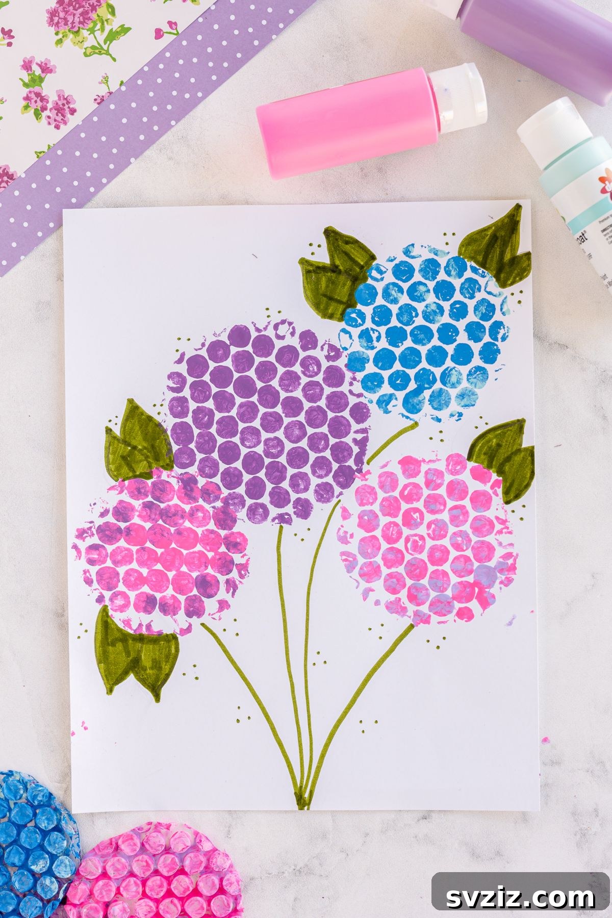 Creative Spring Art for Kids 18 Textured Bubble Wrap Flowers - Unique Kids Craft