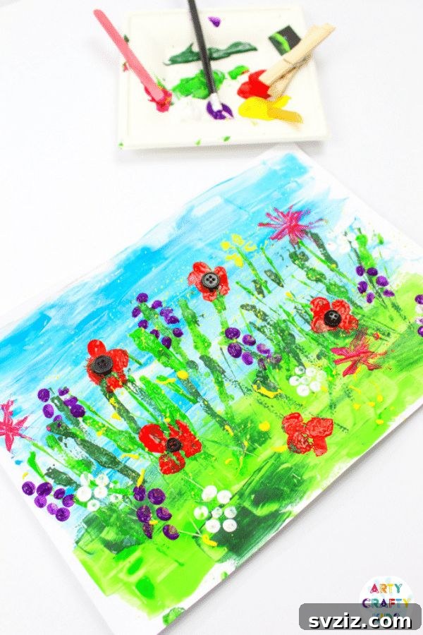 Creative Spring Art for Kids 25 Expressive Spring Meadow Painting Without Paintbrushes