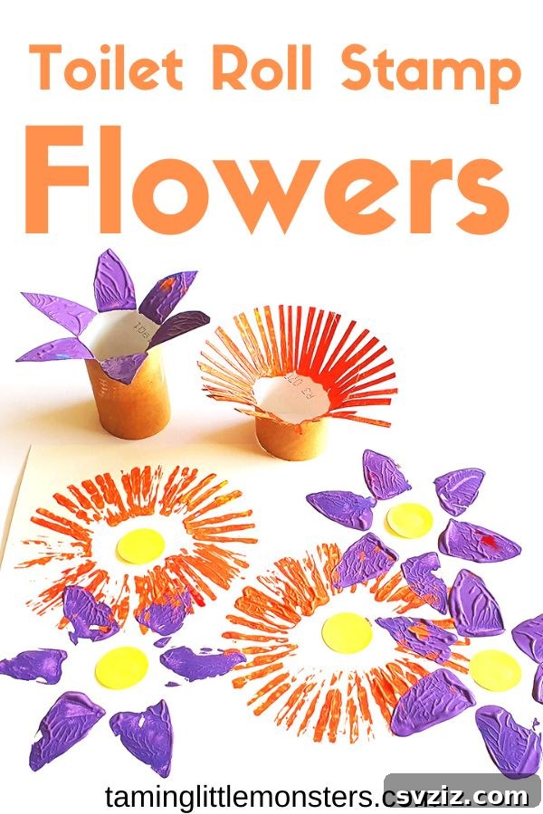 Creative Spring Art for Kids 6 Creative Toilet Roll Flower Stamps - Recycled Kids Art