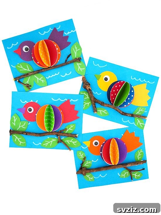 Creative Spring Art for Kids 8 Nature-Inspired Spring Bird on a Branch Craft