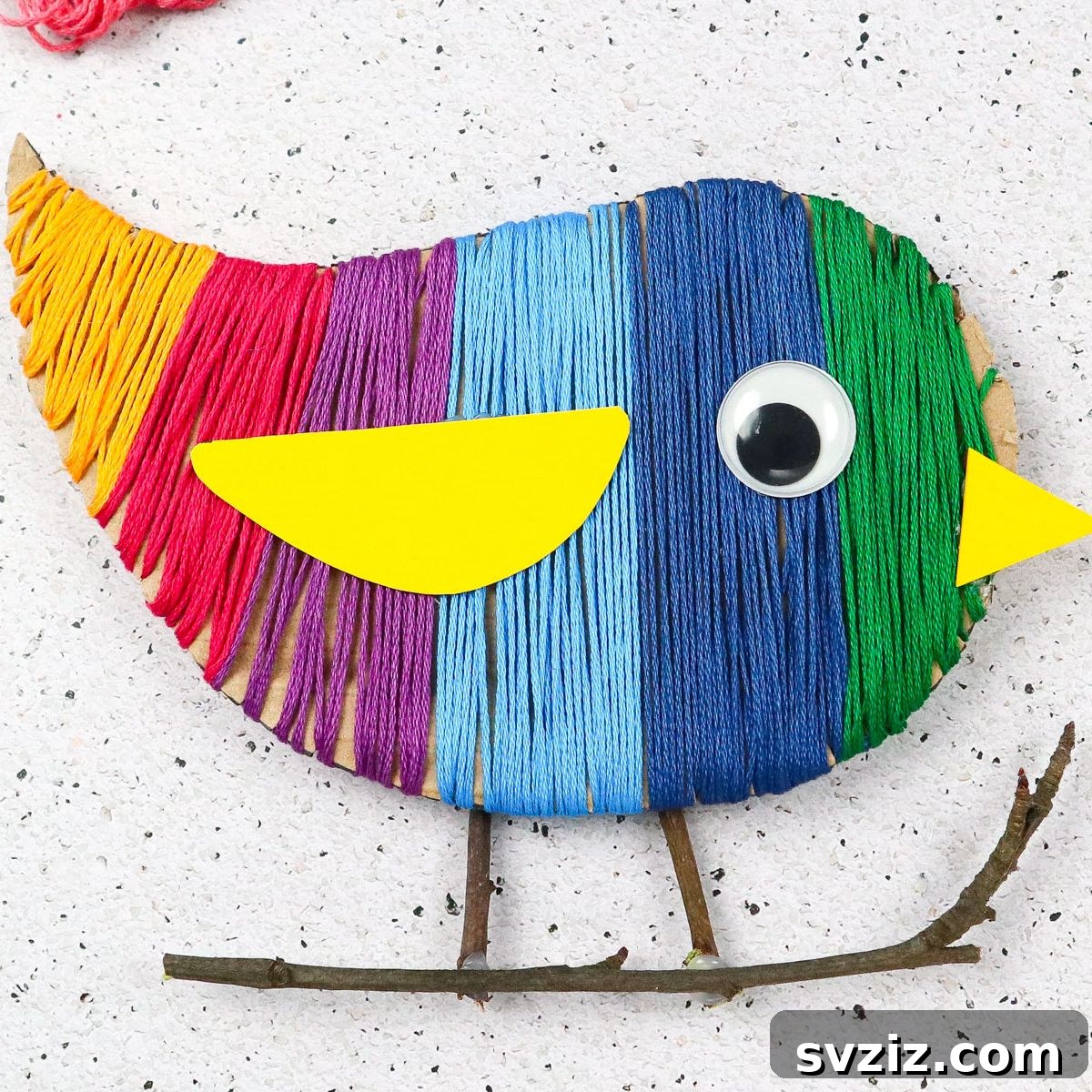 Creative Spring Art for Kids 9 Colorful Yarn Bird Craft using Scrap Yarn