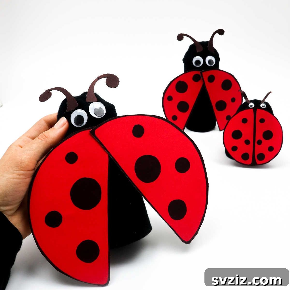 31 Effortless Kids Crafts for Hours of Fun 11 Charming Ladybug Craft made from a toilet paper roll, incorporating googly eyes for a playful touch.