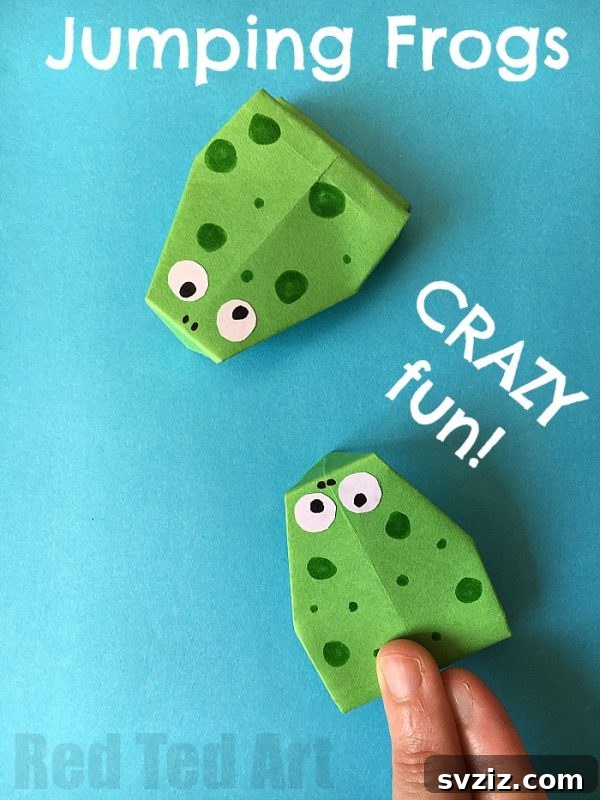 31 Effortless Kids Crafts for Hours of Fun 30 Engaging Easy Jumping Frog Origami craft, a great introduction to paper folding for kids, promoting calmness and focus.