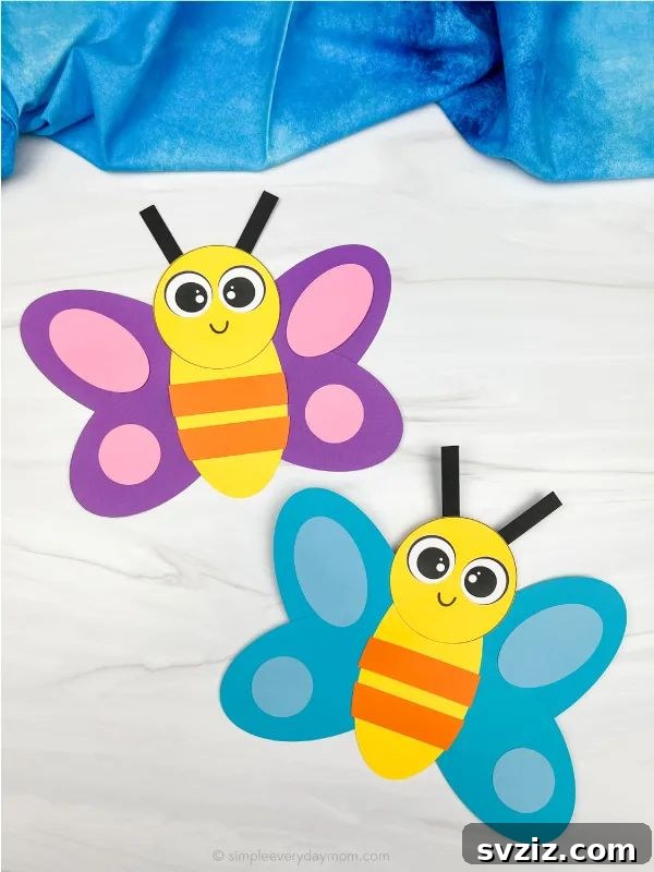 31 Effortless Kids Crafts for Hours of Fun 4 Vibrant Butterfly Shape Craft for kids using colorful cardstock, an excellent springtime activity for shape recognition.