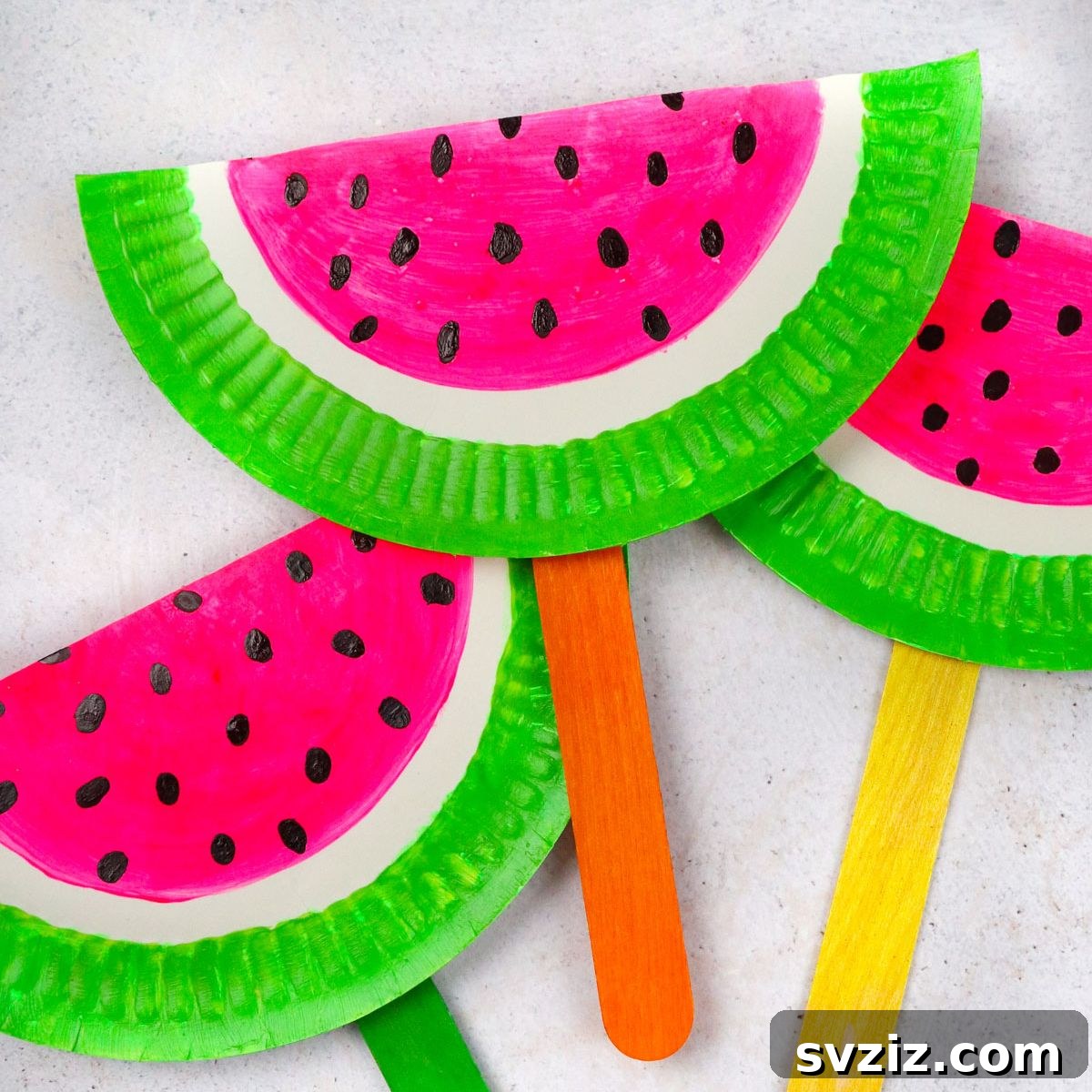 31 Effortless Kids Crafts for Hours of Fun 7 Vibrant DIY Paper Watermelon craft made from paper plates, perfect for summer-themed decorations and play.