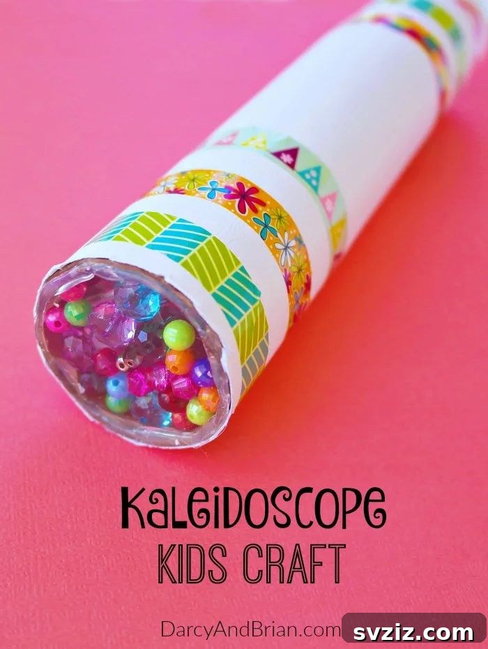 31 Effortless Kids Crafts for Hours of Fun 8 Creative Kaleidoscope Craft using a recycled paper towel roll, offering a mesmerizing visual experience for kids.