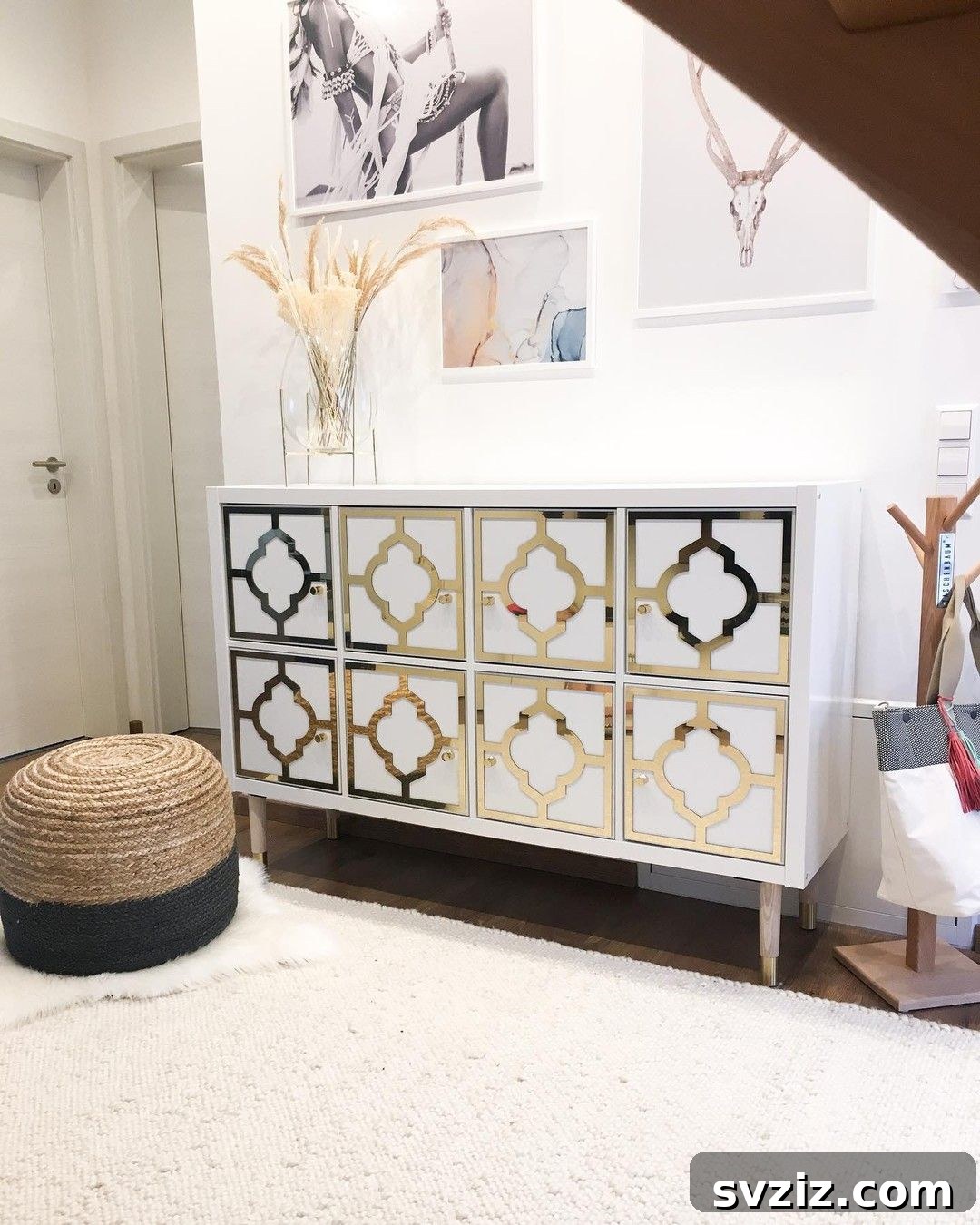 23 Ingenious IKEA Sideboard Makeovers 24 22. Boho Glam KALLAX Sideboard