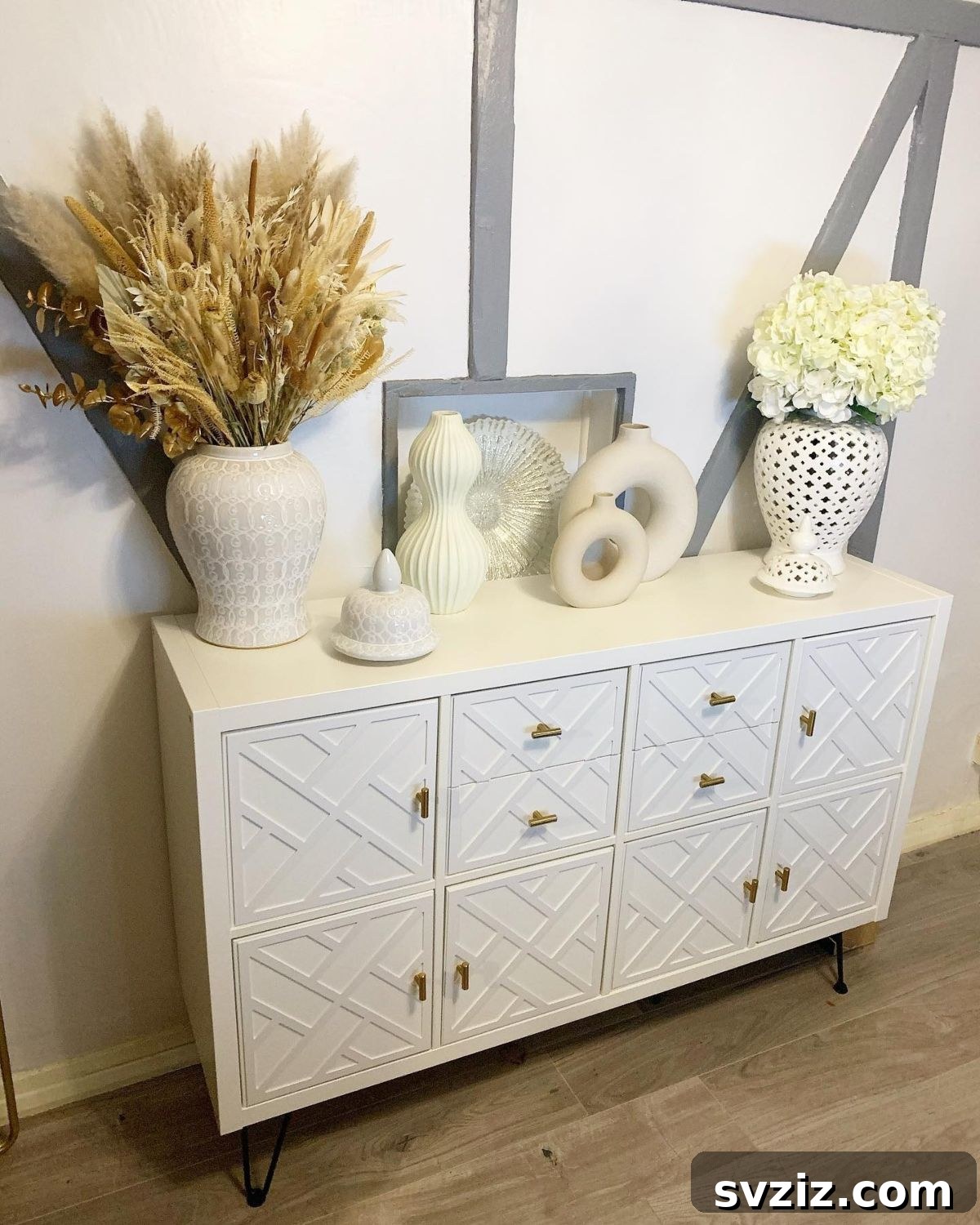 23 Ingenious IKEA Sideboard Makeovers 6 4. Door Panels for IKEA Sideboard Transformation