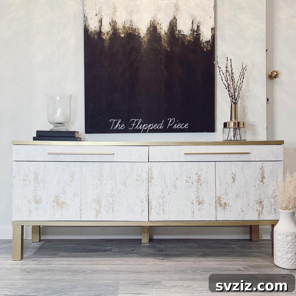 23 Ingenious IKEA Sideboard Makeovers 7 5. Textured Wallpaper Upgrade