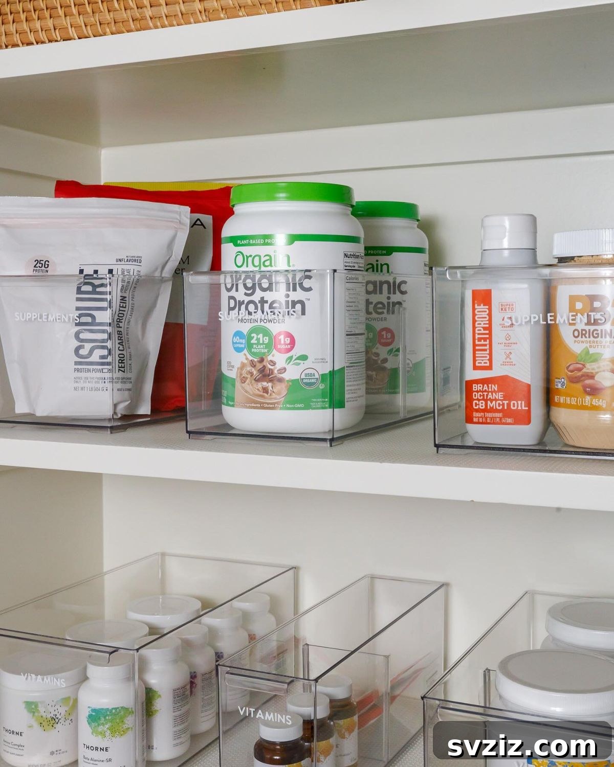 Elevate Your Pantry: 27 Brilliant Strategies for Enduring Order 15 13. Acrylic Storage Bins for Supplements