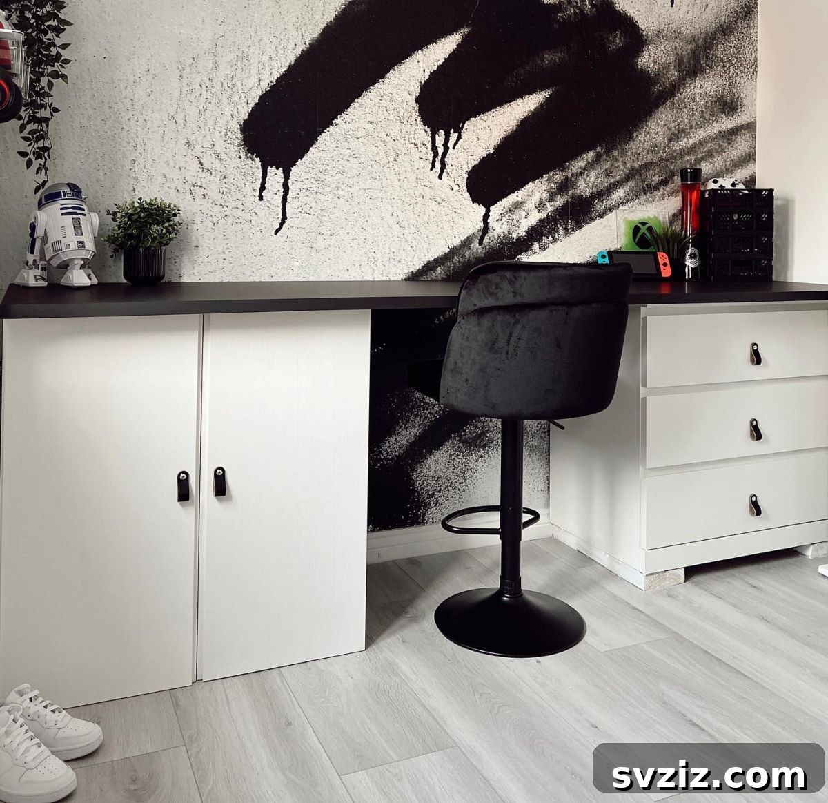Transform Your Office with Ingenious IKEA Desk Ideas 21 Dramatic Monochrome Desk