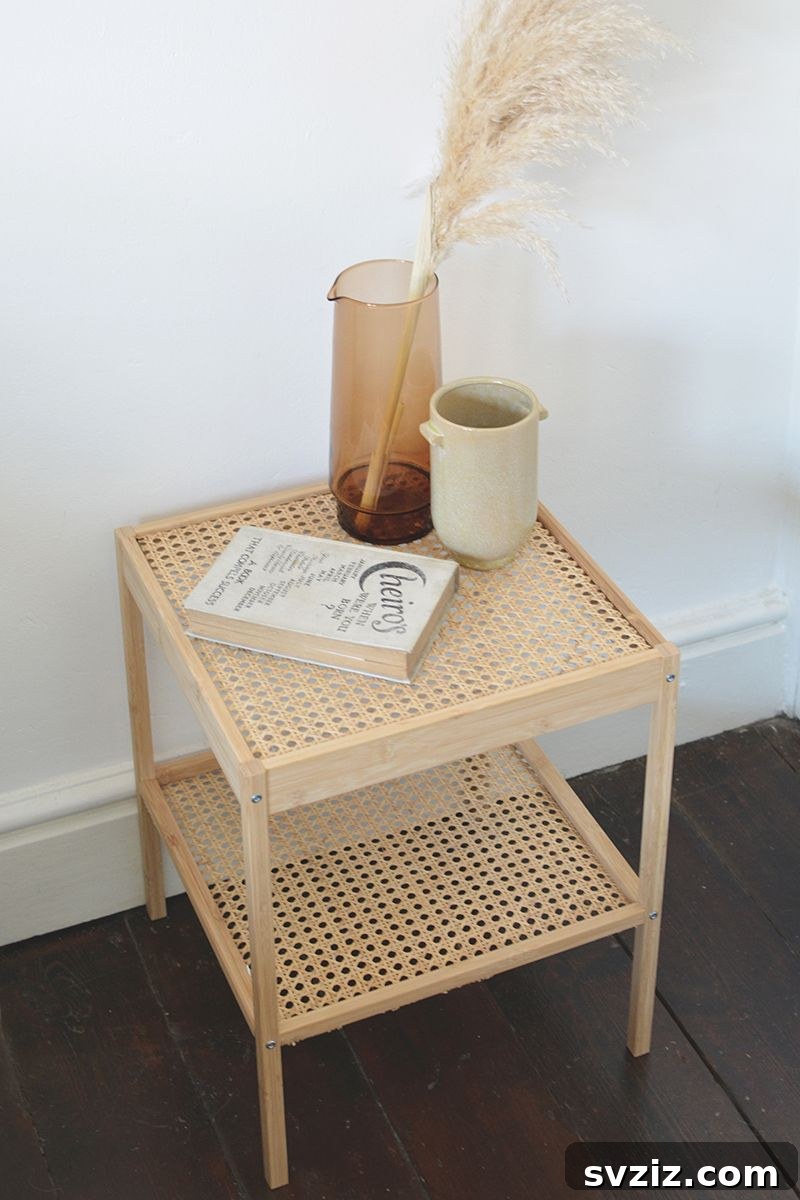 17 Smart IKEA Hacks That Make a Huge Difference 15 Rattan Bedside Table