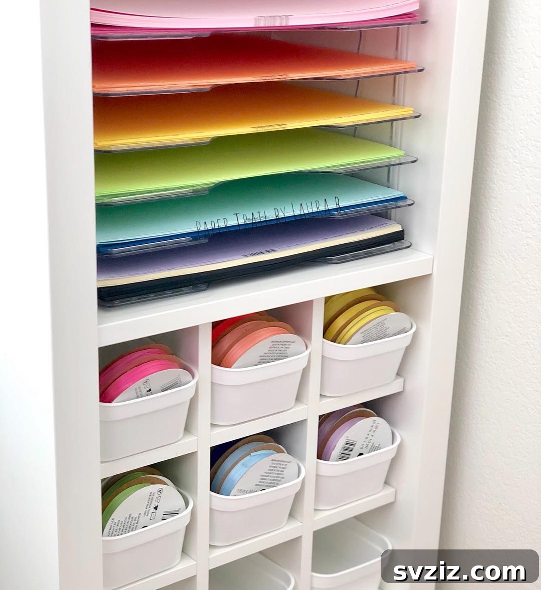 Craft Room Bliss 23 Brilliant IKEA Hacks for Your Creative Space 18 Ribbon Bins & Shelf Inserts