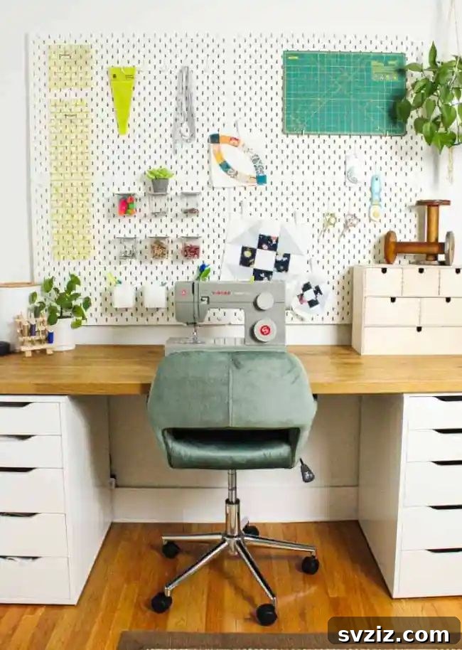 Craft Room Bliss 23 Brilliant IKEA Hacks for Your Creative Space 7 Custom IKEA Sewing Table