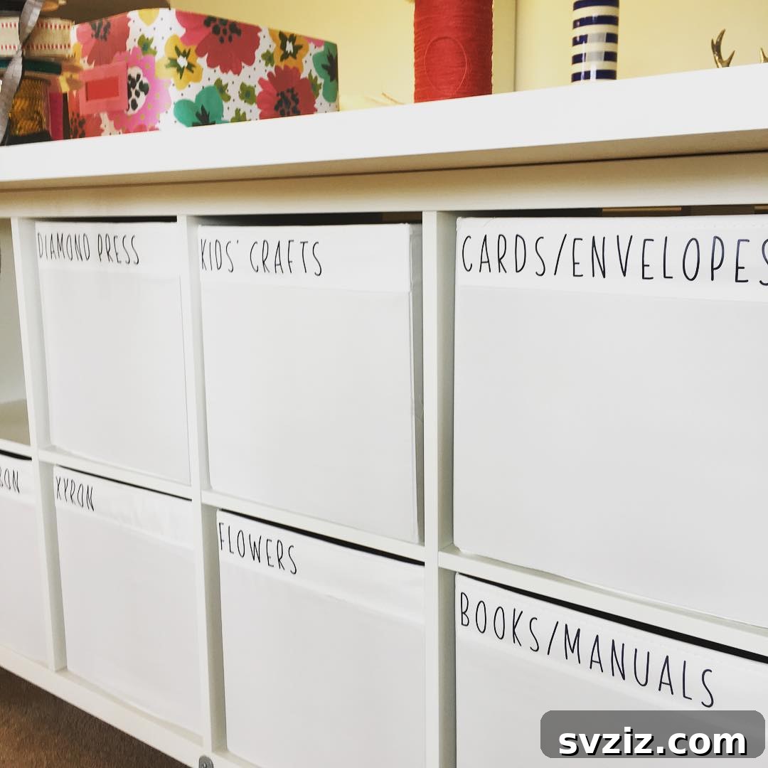Craft Room Bliss 23 Brilliant IKEA Hacks for Your Creative Space 9 Labeled IKEA Drona Boxes