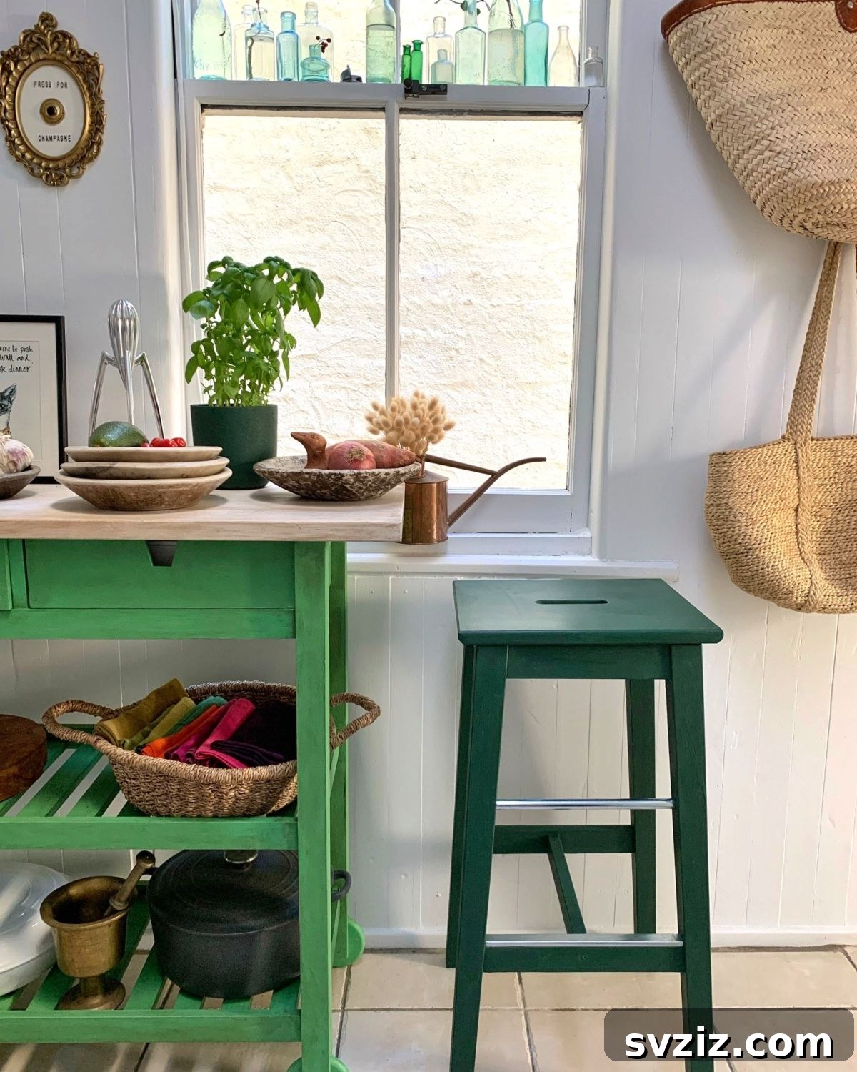 Kitchen Island made from an IKEA Förhöja kitchen trolley, providing flexible workspace and storage.