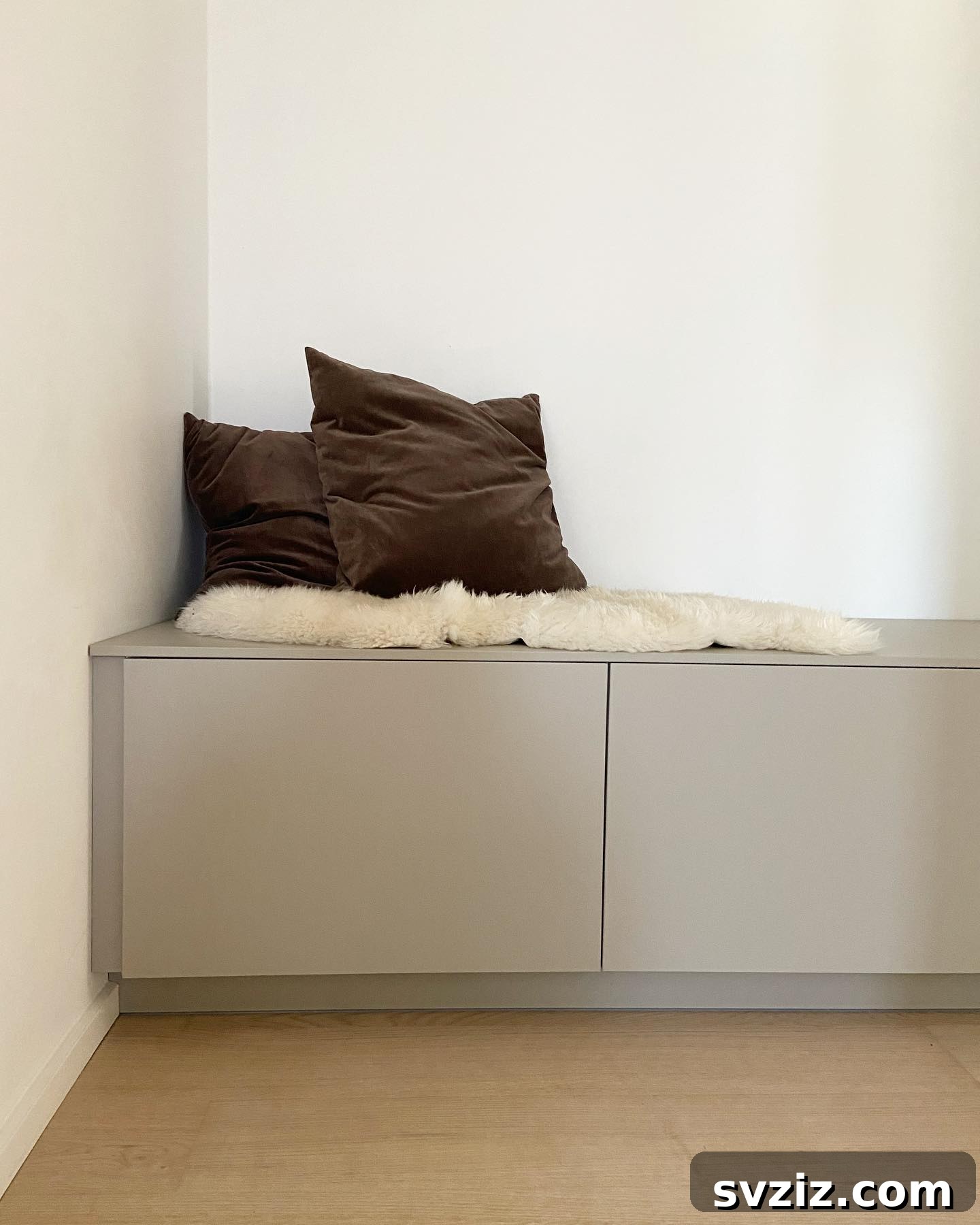 IKEA Hallway Hack using repurposed kitchen units for a practical bench with storage.