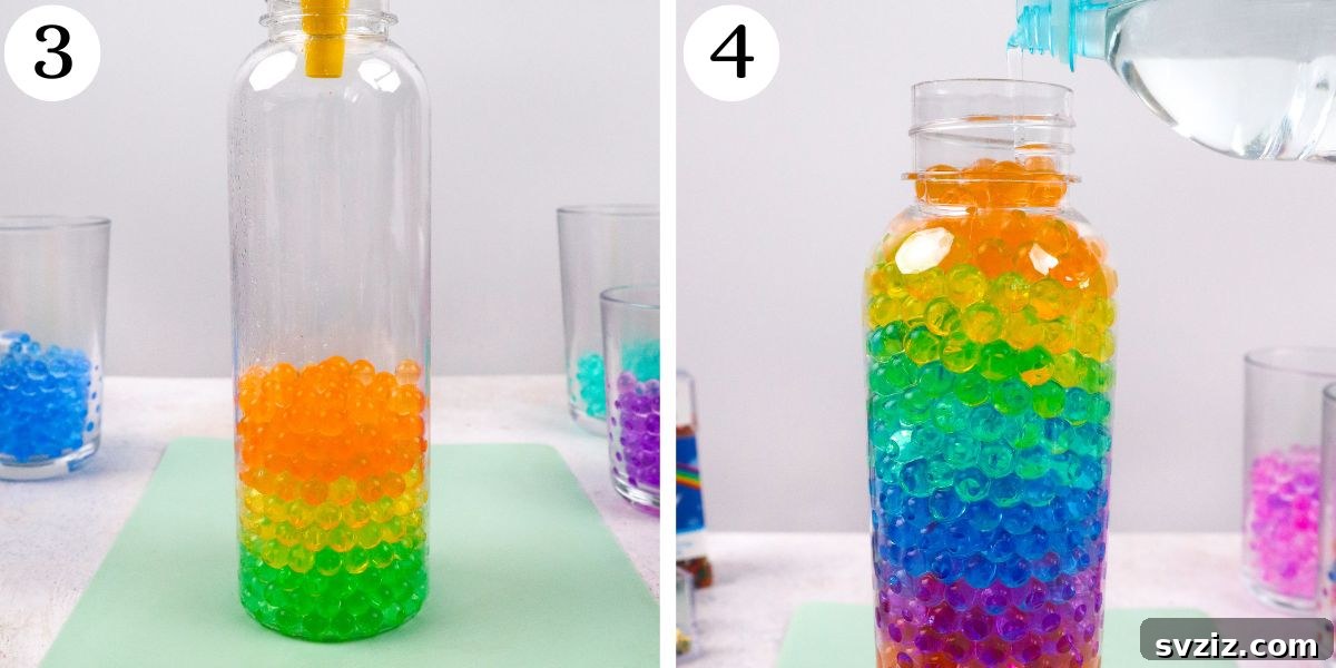 Easy Sensory Bottles - Filling with Water