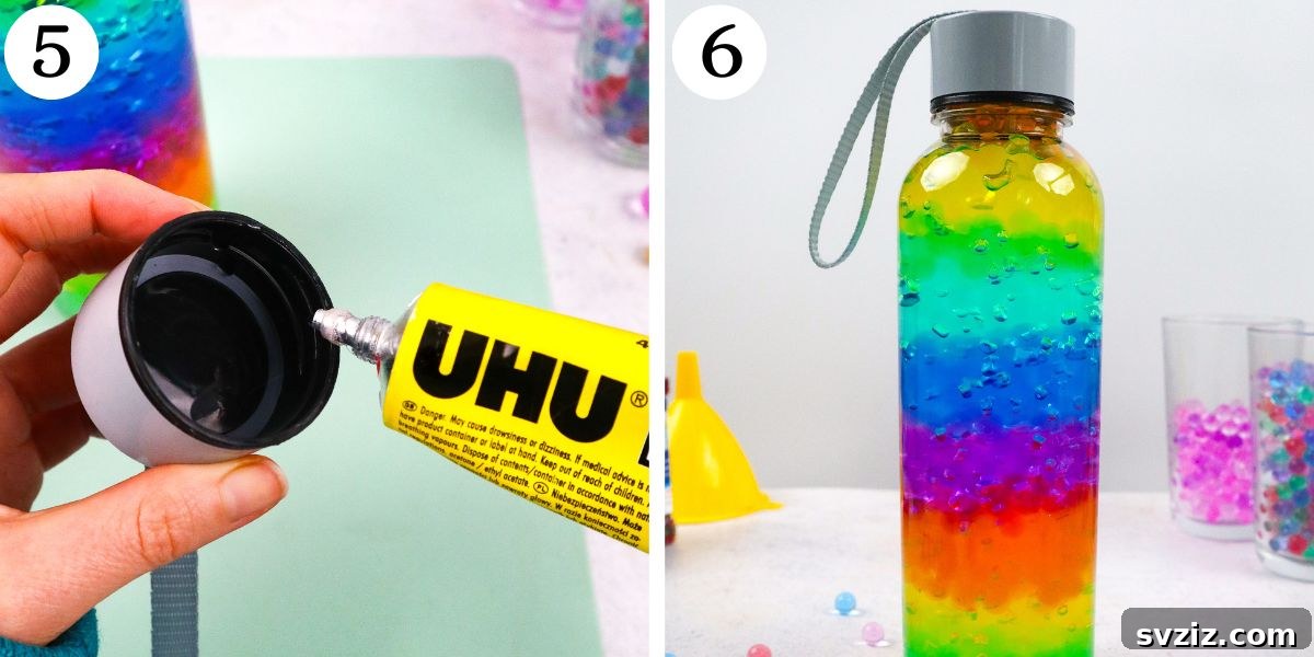 Quick Sensory Bottles - Water Bead Final Result