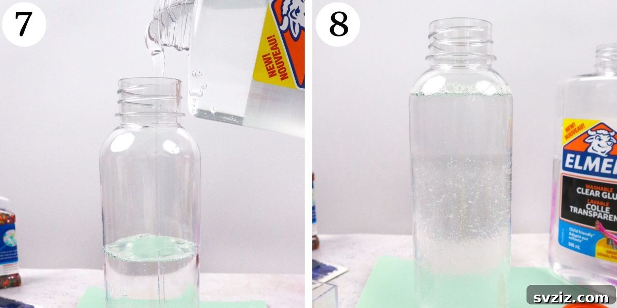 Adorable Sensory Bottles - Adding Glue and Water